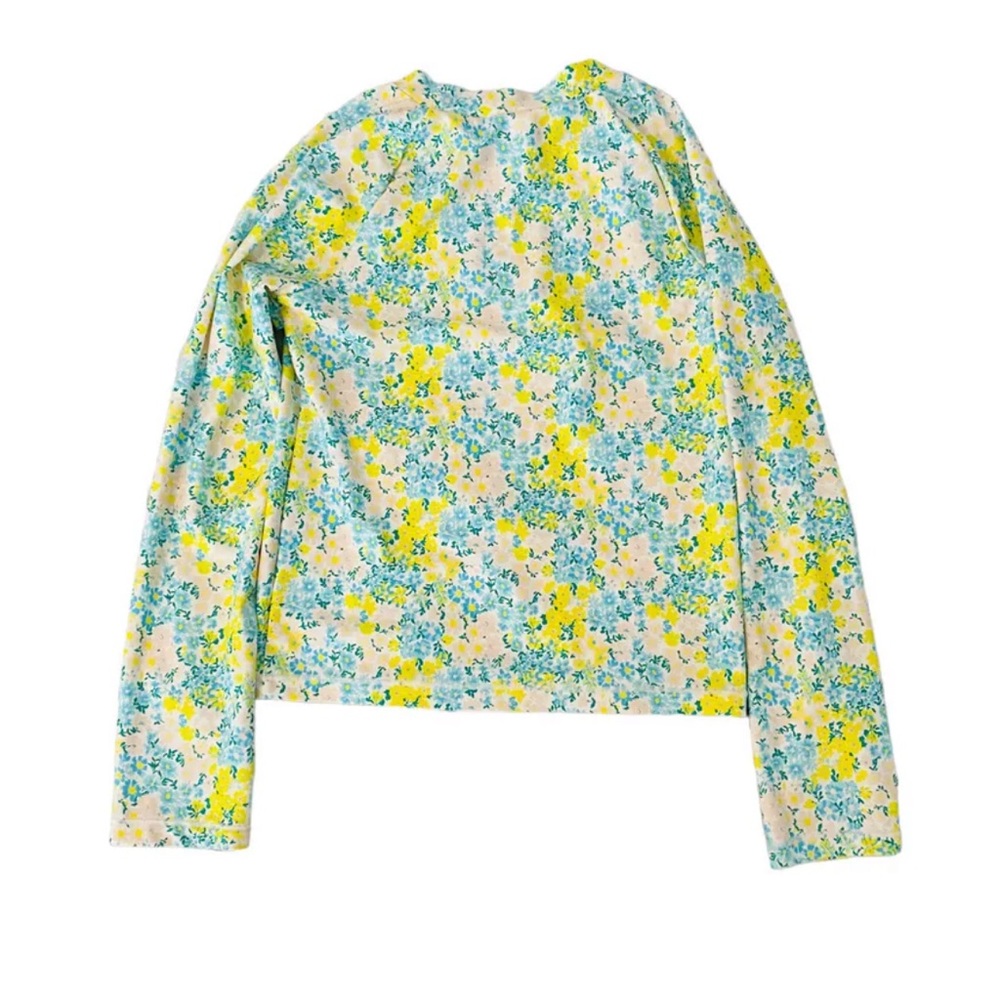 Tucker + Tate Girl’s Yellow Blue Floral Swim Longsleeve Rashguard 8 - Picture 2 of 5